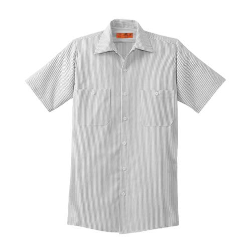 Short Sleeve Striped Industrial Work Shirt Thumbnail