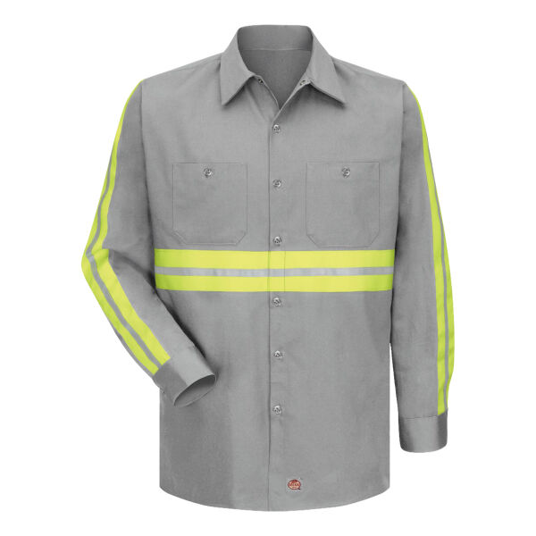 Men's Tall Enhanced Visibility Long Sleeve Cotton Work Shirt Thumbnail