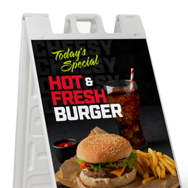 May include an A Frame Sign with display advertisement