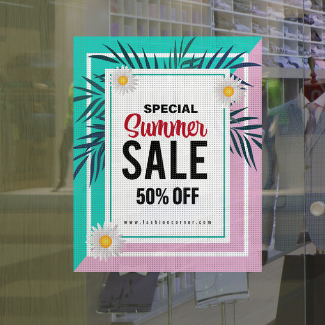 Perforated decal on window