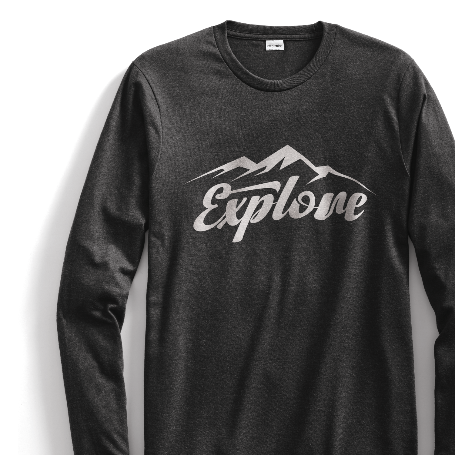 Long Sleeve t-shirt with Explore printed on the front in white