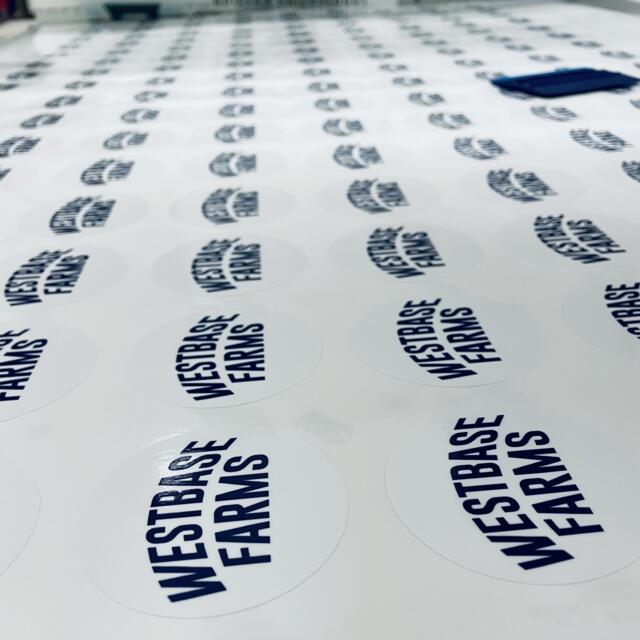 Custom printed farm logo stickers for branding in Hanford CA