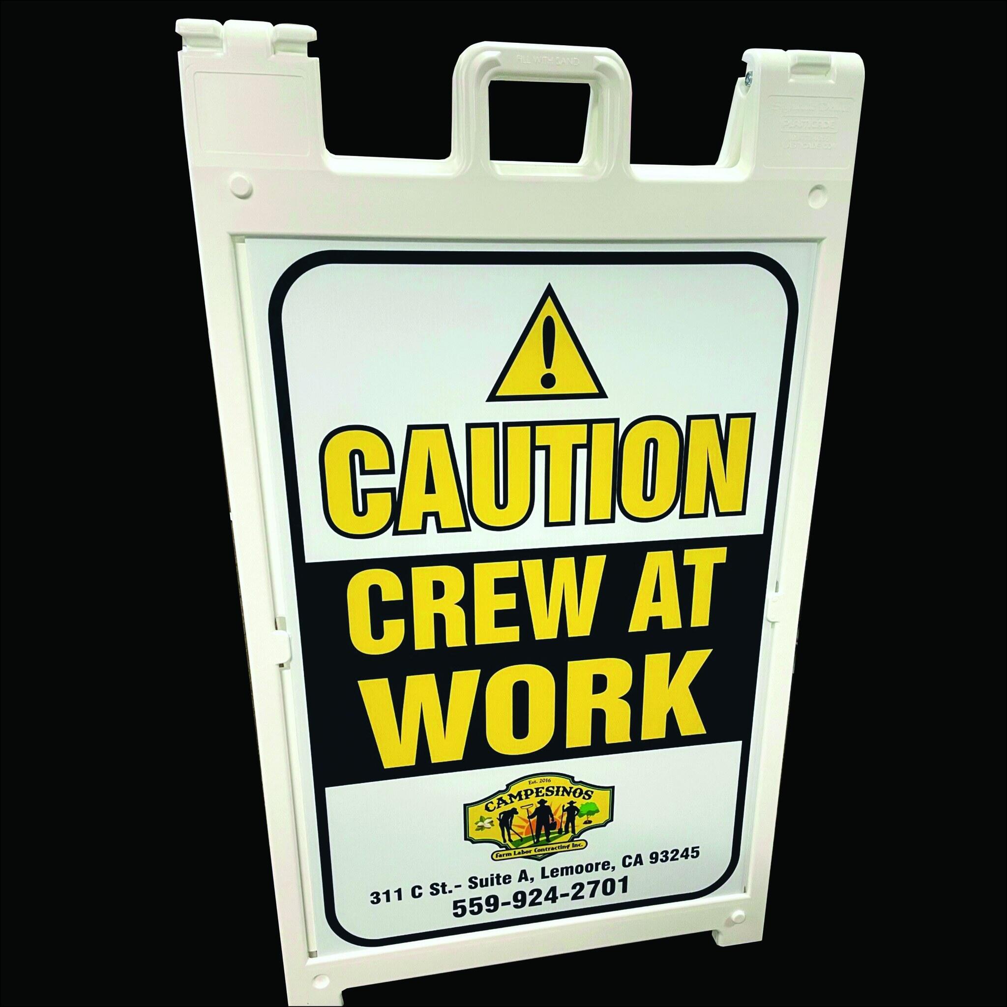Custom printed agricultural crew safety sign in Hanford CA