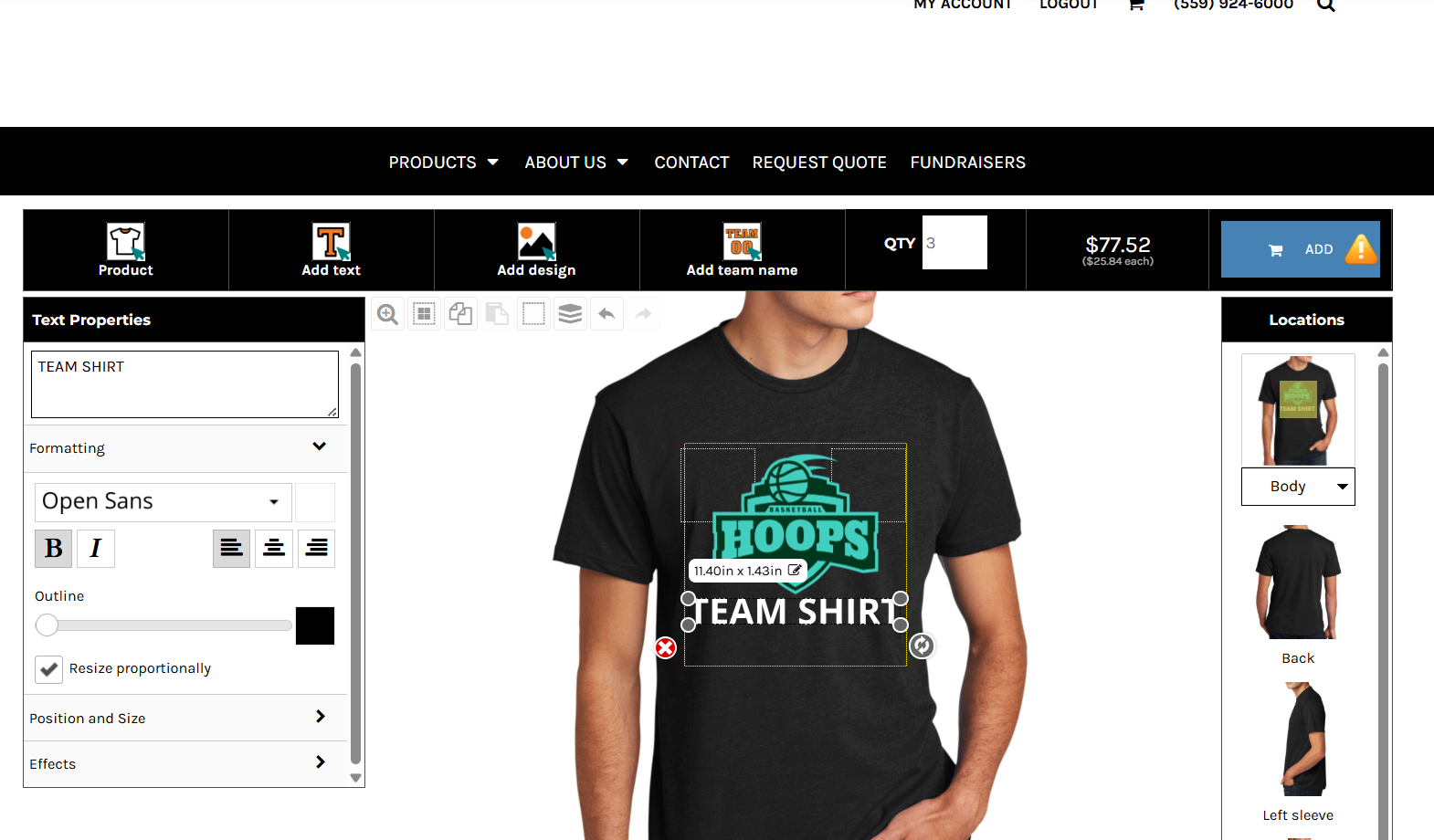 Image of the online designer tool interface
