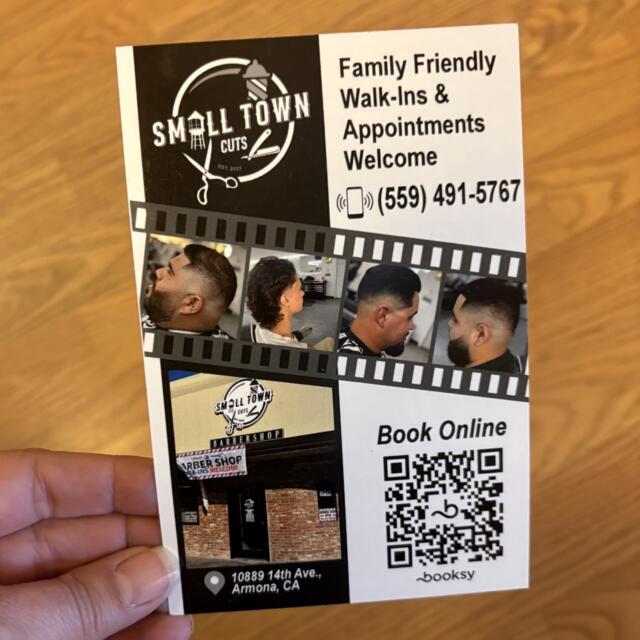 Custom printed marketing postcard for barbers in Hanford CA