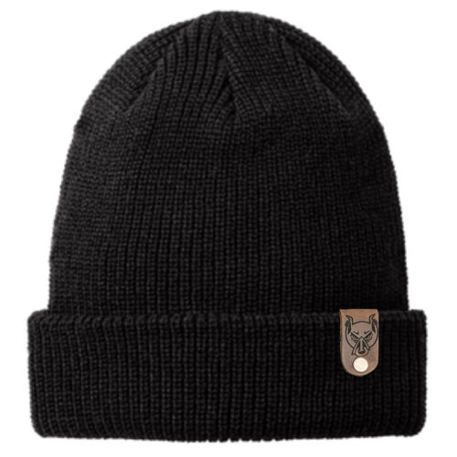 Leather Tag Chunky Knit Beanie Thumbnail
