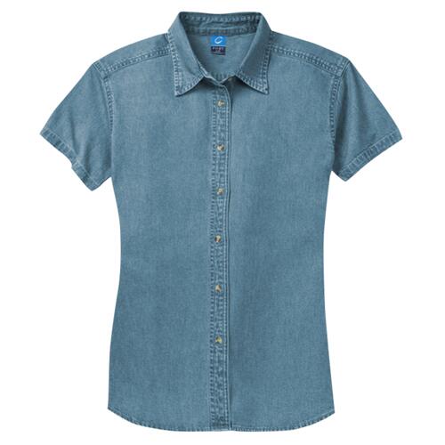 Ladies Short Sleeve Value Denim Shirt Thumbnail