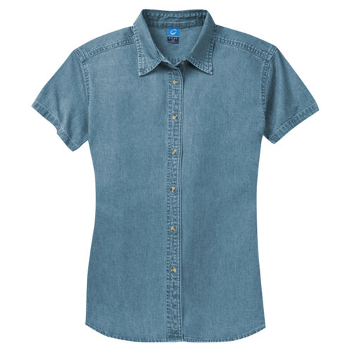 Ladies Short Sleeve Value Denim Shirt Thumbnail