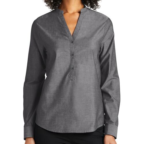 Ladies Long Sleeve Chambray Easy Care Shirt Thumbnail