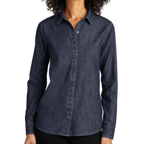 Ladies Long Sleeve Perfect Denim Shirt Thumbnail