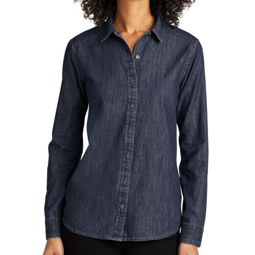 Ladies Long Sleeve Perfect Denim Shirt Thumbnail