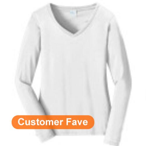 Ladies Long Sleeve Fan Favorite V Neck Tee Thumbnail