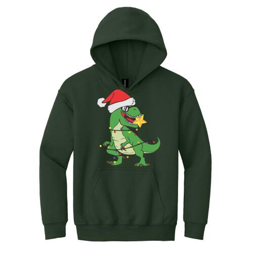 XMas Dinosaur Youth Hoodie Thumbnail