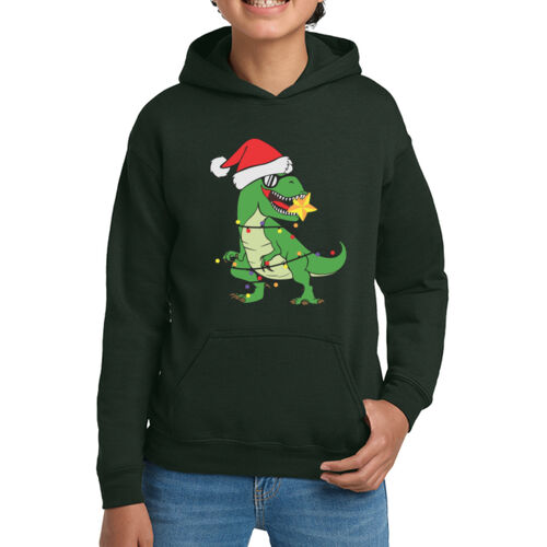 XMas Dinosaur Youth Hoodie Thumbnail