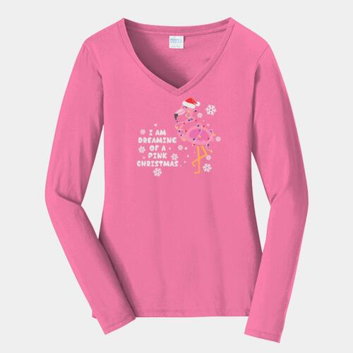 Pink Christmas Ladies Long Sleeve Thumbnail