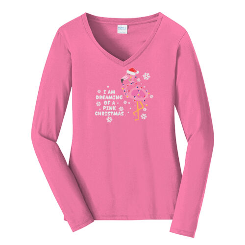 Pink Christmas Ladies Long Sleeve Thumbnail